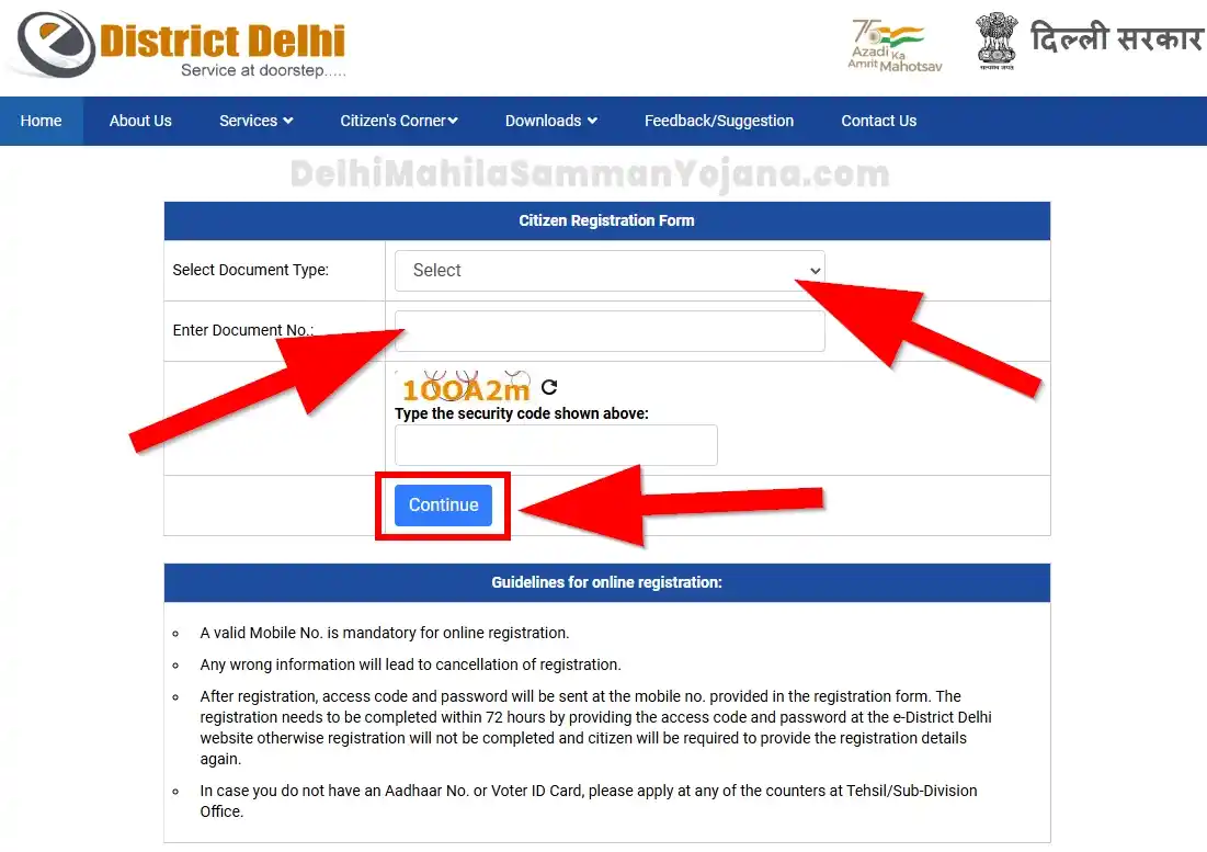 Delhi e-district Citizen Registration Form 2025